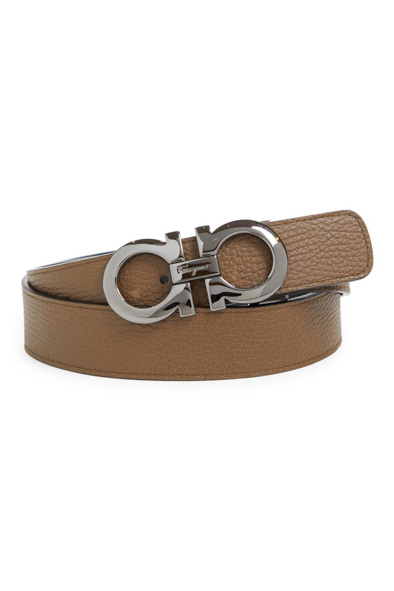 Reversible Leather Belt, Main, color, BROWN SUG/NERO