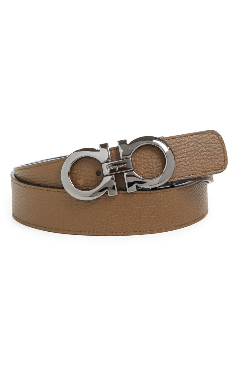 FERRAGAMO Reversible Leather Belt, Main, color, Brown Sug/Nero
