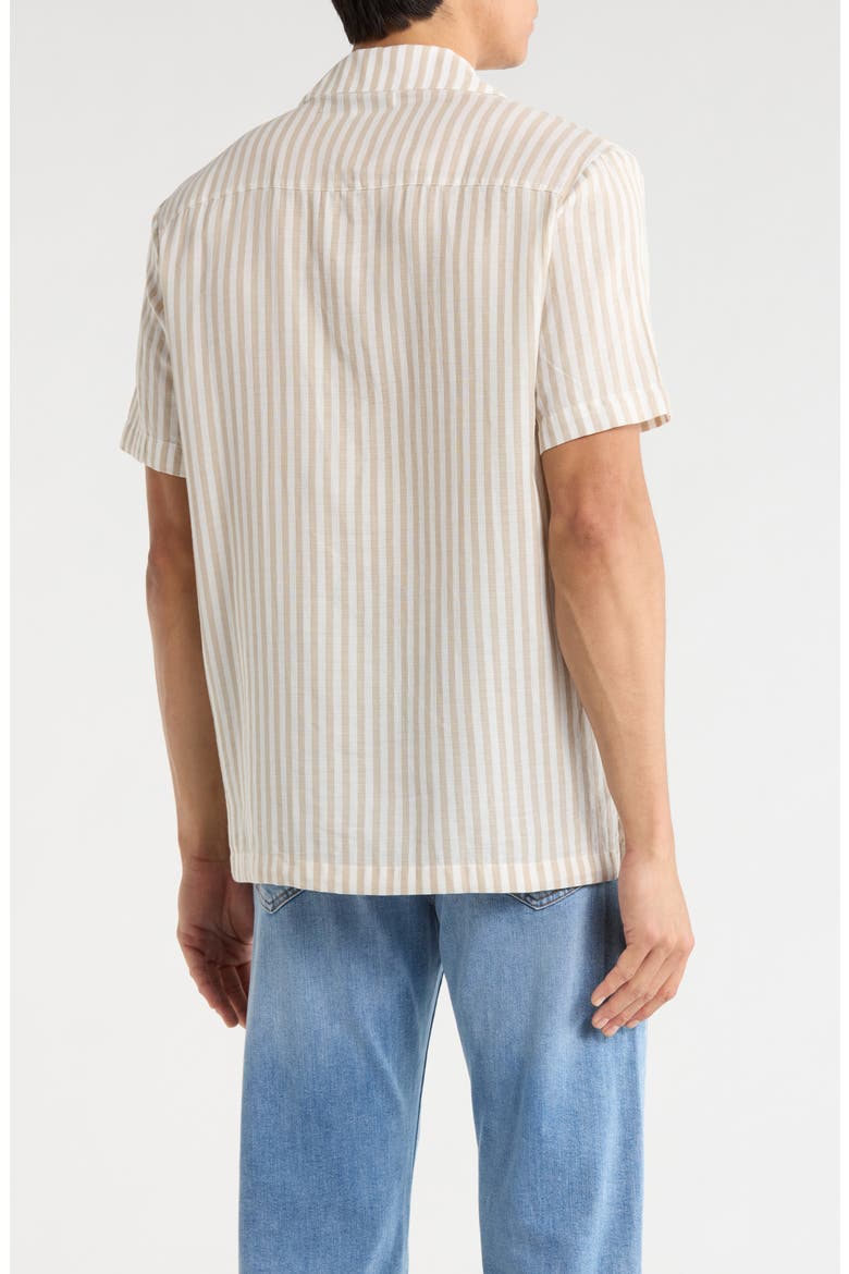 Striped Cotton Camp Shirt, Alternate, color, WEATHERED TEAK/WHITE