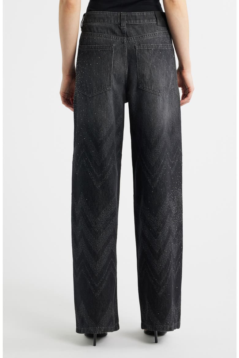 Slouchy Rhinestone Wide Leg Jeans, Alternate, color, BLACK