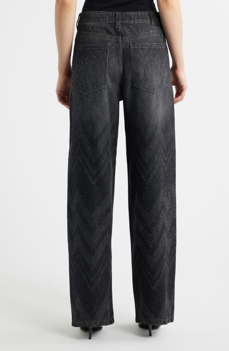 BOSS Orange Slouchy Rhinestone Wide Leg Jeans, Alternate, color, Black