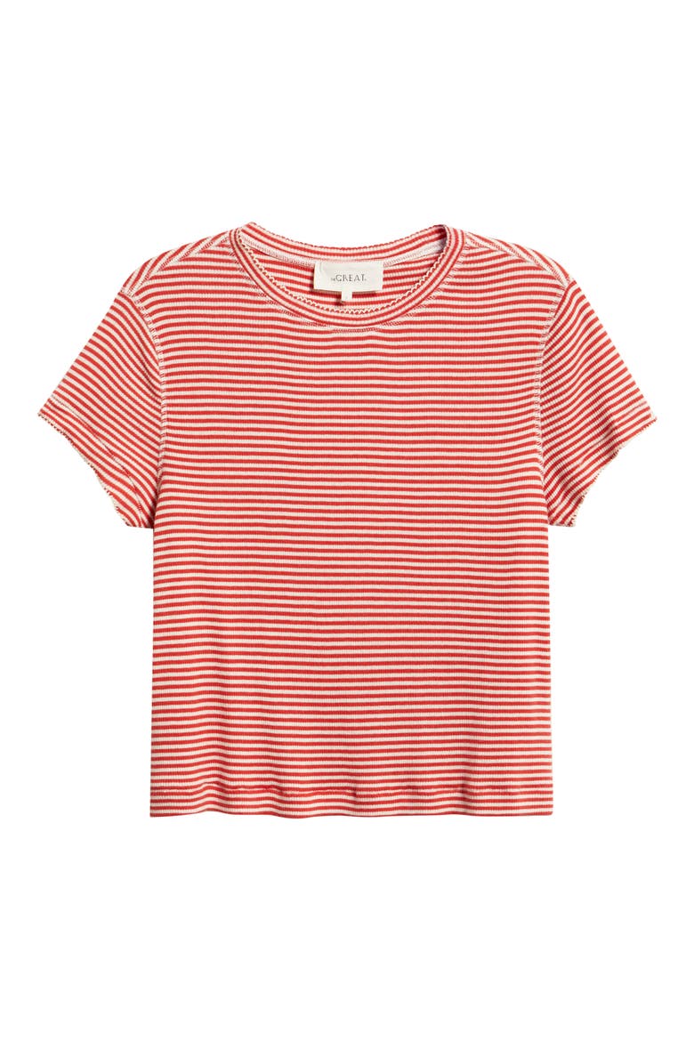 The Little Stripe Cotton Blend T-Shirt, Alternate, color, PIMENTO STRIPE