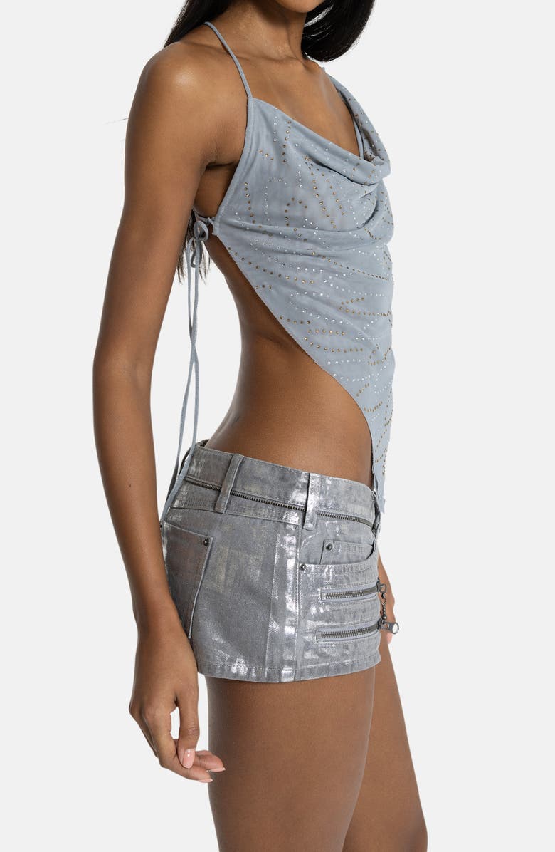 JADED LONDON Rhinestone Cowl Neck Open Back Top, Alternate, color, Grey