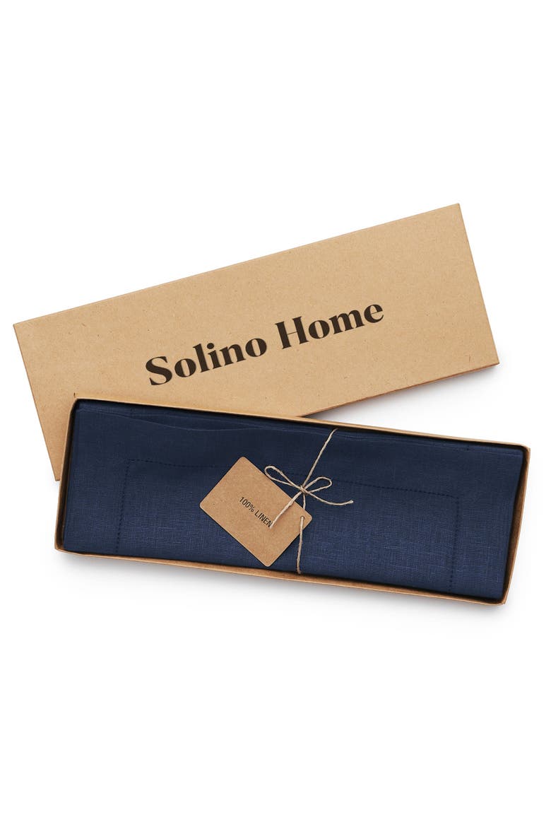 Linen Square Placemats Set of 4, 14 x 14" - Classic Hemstitch, Alternate, color, Navy