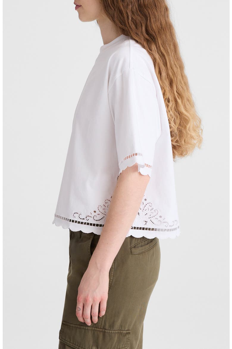 Allday Embroidered Boxy Crop T-Shirt, Alternate, color, WHITE