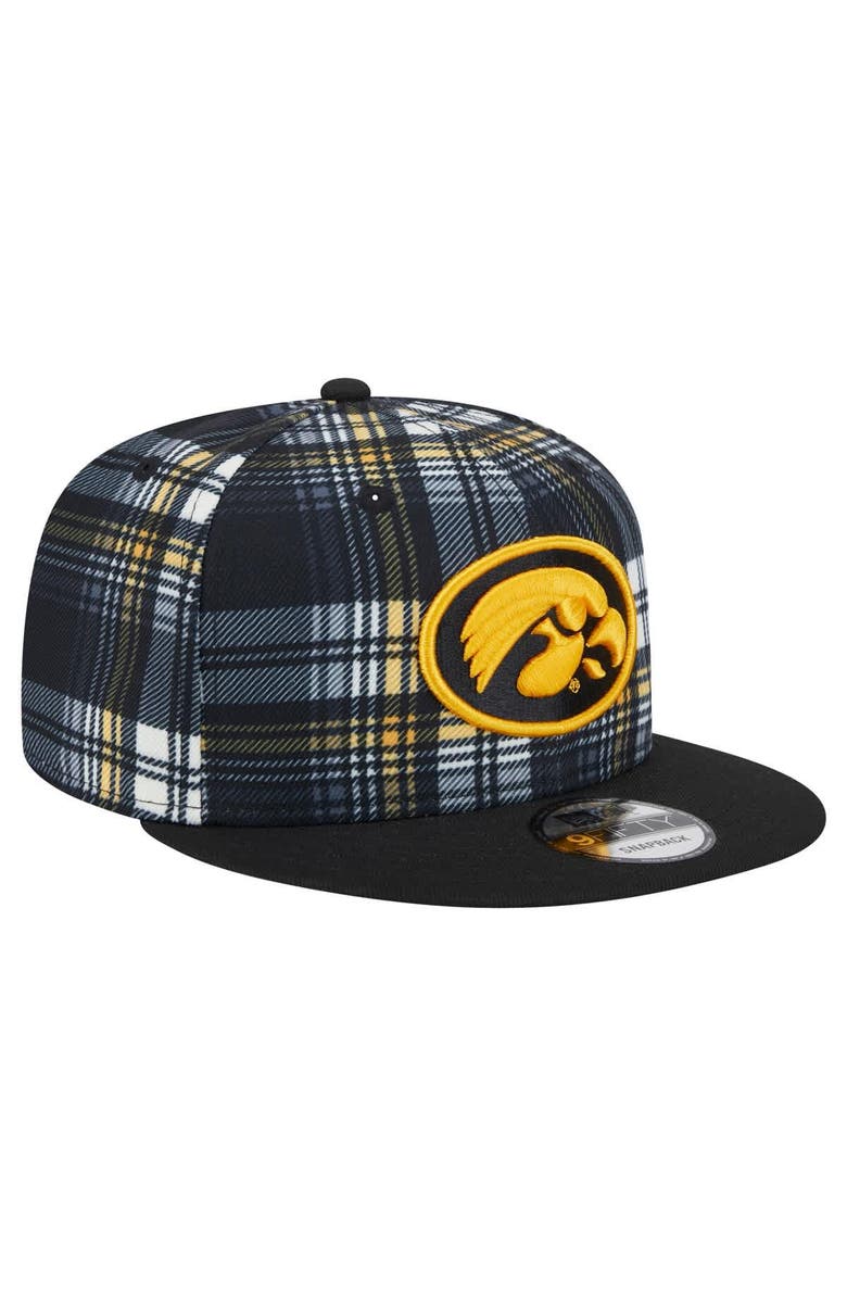 New Era Men's New Era Black Iowa Hawkeyes Plaid 9FIFTY Snapback Hat, Alternate, color, 