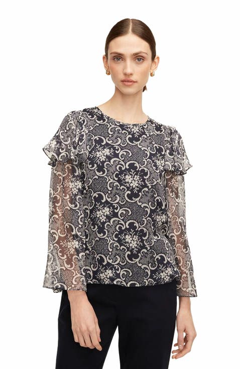 Rochelle Fleur Ruffle Silk Blouse