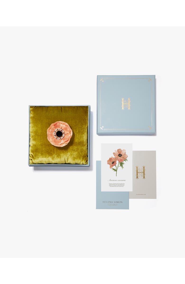 Helena Simon The Peach Anemone Floral Brooch, Alternate, color, Peach