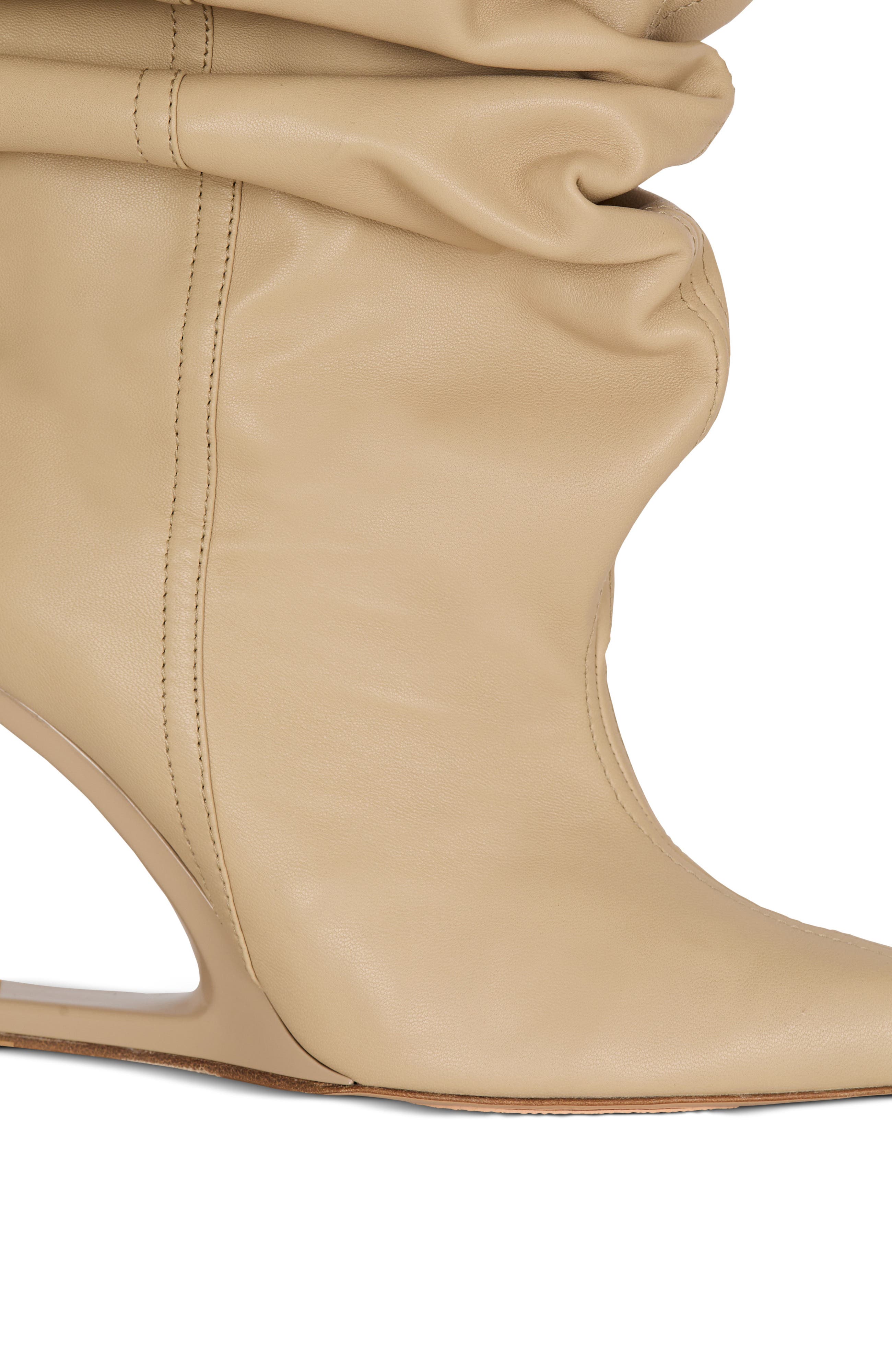 "No Wedge" smooth leather ankle boots, Alternate, color, beige