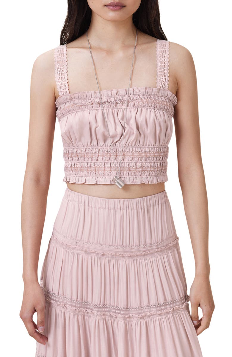 AllSaints Talia Lace Cropped Top, Main, color, Mauve Pink