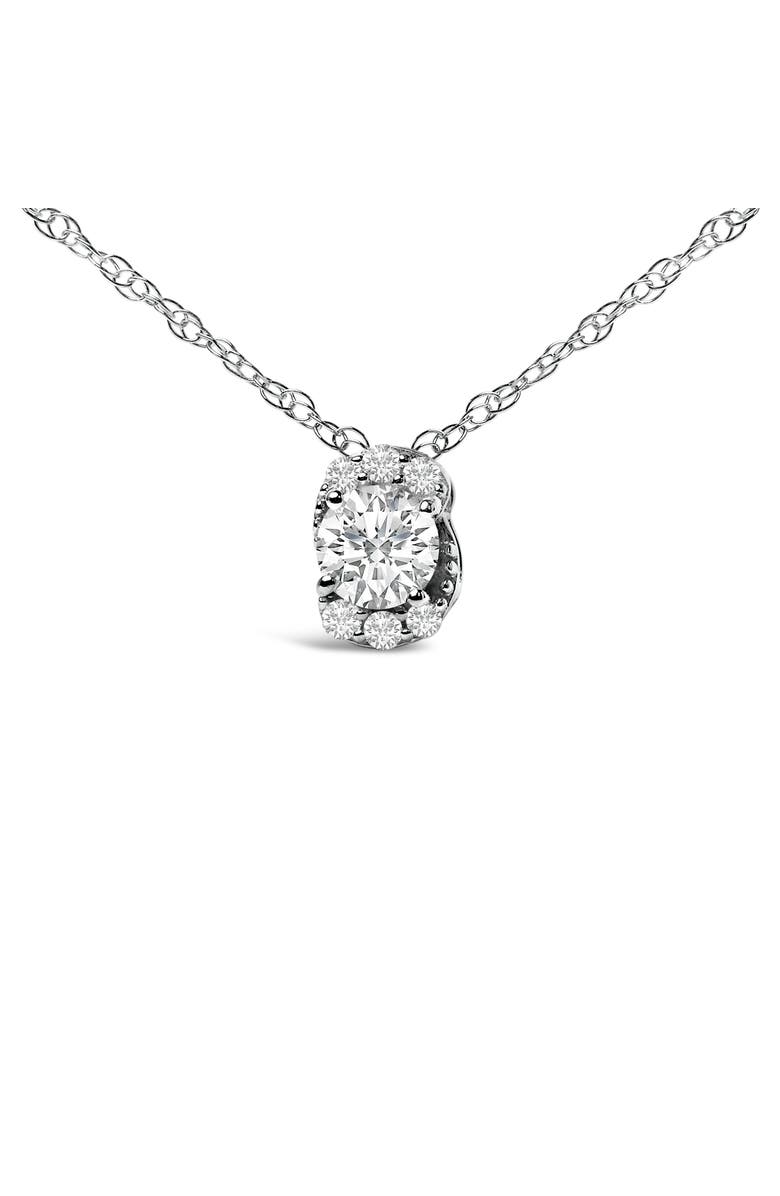 Haus of Brilliance Sterling Silver 1/2 Cttw Lab Grown Diamond Oval Halo Pendant Necklace, Alternate, color, Silver