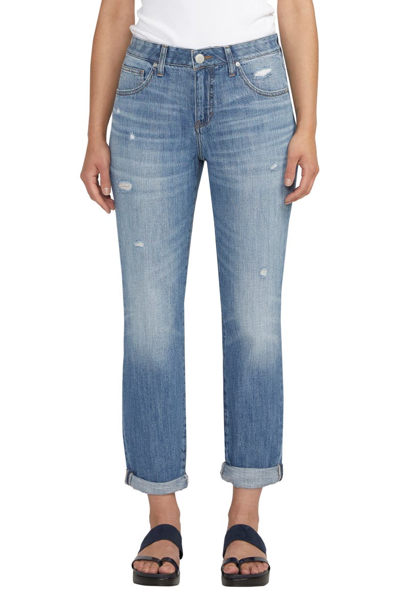 Carter Mid Rise Girlfriend Jeans, Main, color, SPRING STREAM BLUE