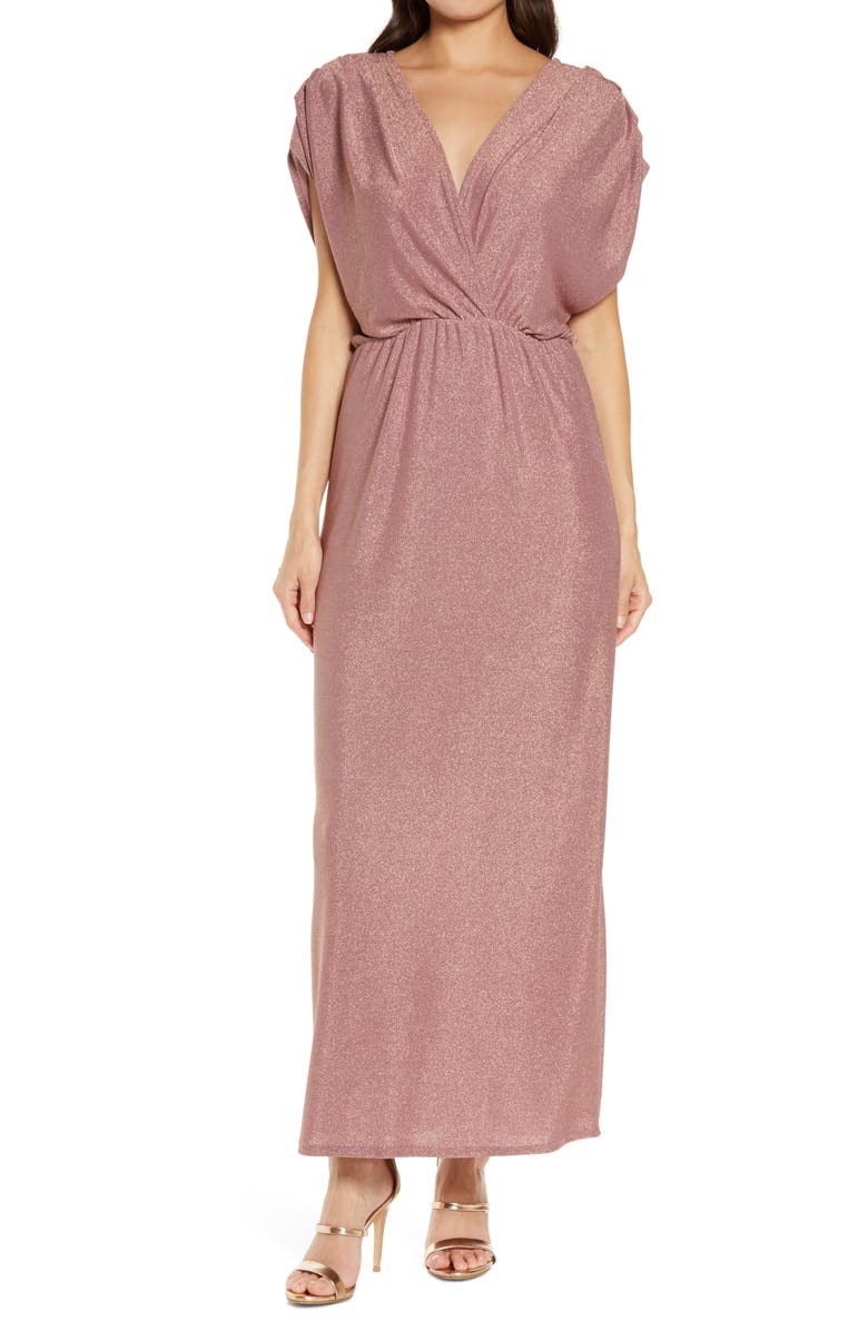 Fraiche by J Metallic Knit Sleeveless Maxi Dress, Main, color, Mauve