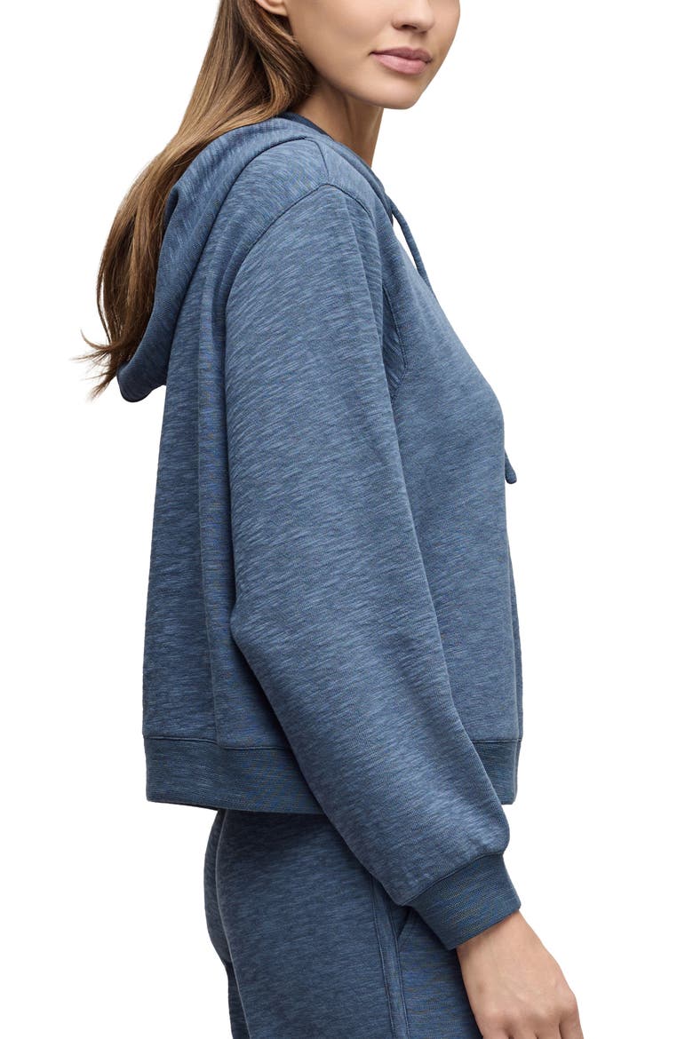 Seamed Slub Cotton Blend Double Knit Hoodie, Alternate, color, INDIGO