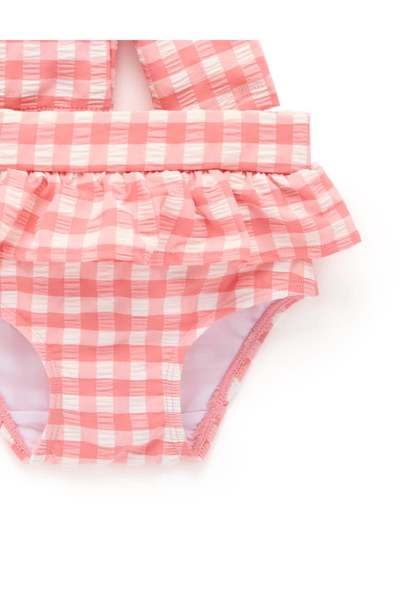 Printed Longsleeve Rashie Swim Set, Alternate, color, Pomegranate Gingham