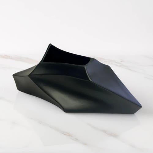 Dina Decor Geo Flat Vase In Black
