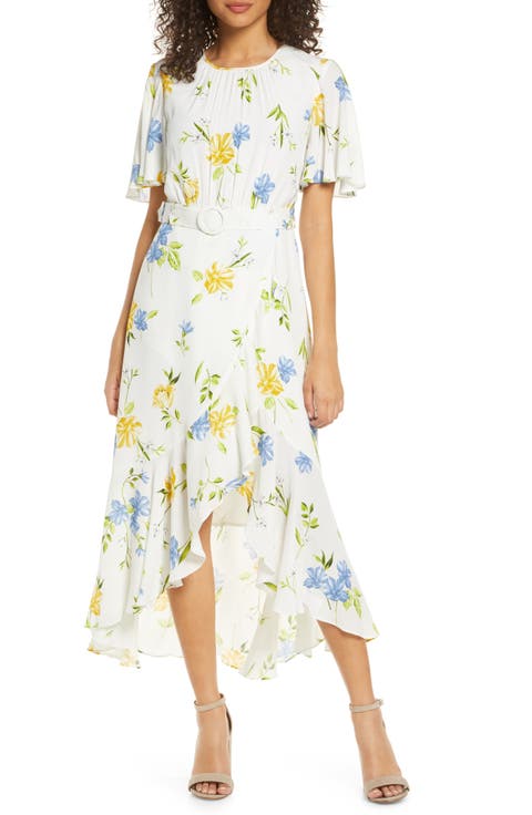 Emina Floral Asymmetrical Midi Dress