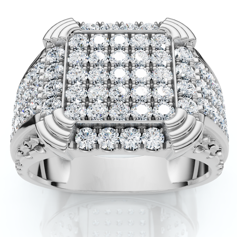 2Ct Men's Diamond Ring in 14k Gold Lab Grown