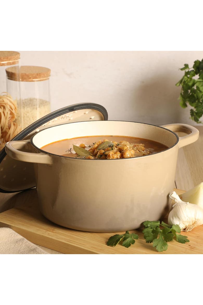 5 Quart Enameled Cast Iron Dutch Oven in Gradient Taupe, Alternate, color, Taupe