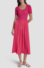 DKNY Mixed Media Short Sleeve Dress