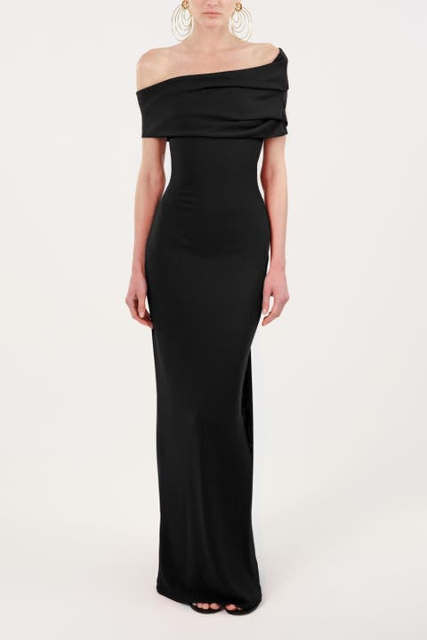 Asymmetric Strapless Maxi Dress