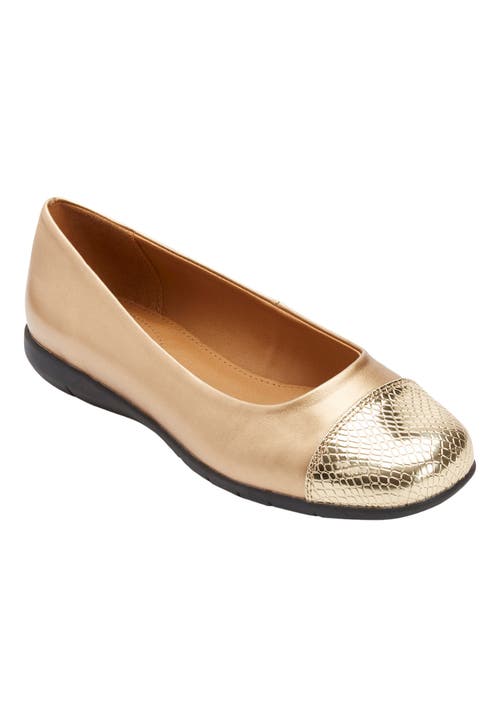 Comfortview The Fay Slip On Flat In Gold
