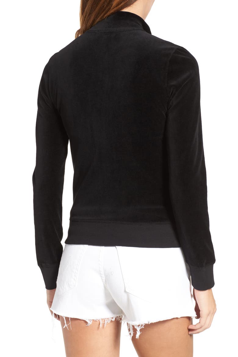 Fairfax Velour Track Jacket, Alternate, color, PITCH BLACK