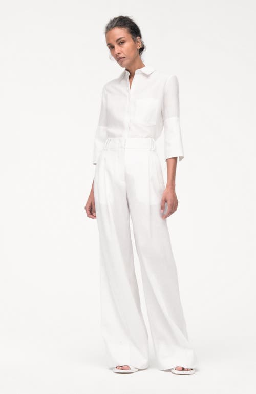 Another Tomorrow French Cuff Blouse In White