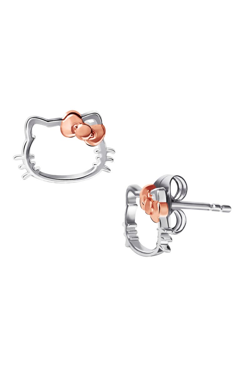 Sterling Silver Hello Kitty Stud Earrings, Alternate, color, STERLING SILVER