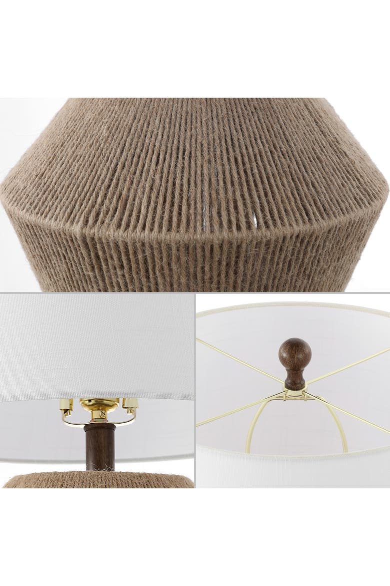 Alma 21.75" Coastal Rustic Iron/Rope LED Table Lamp, Brown, Alternate, color, Brown