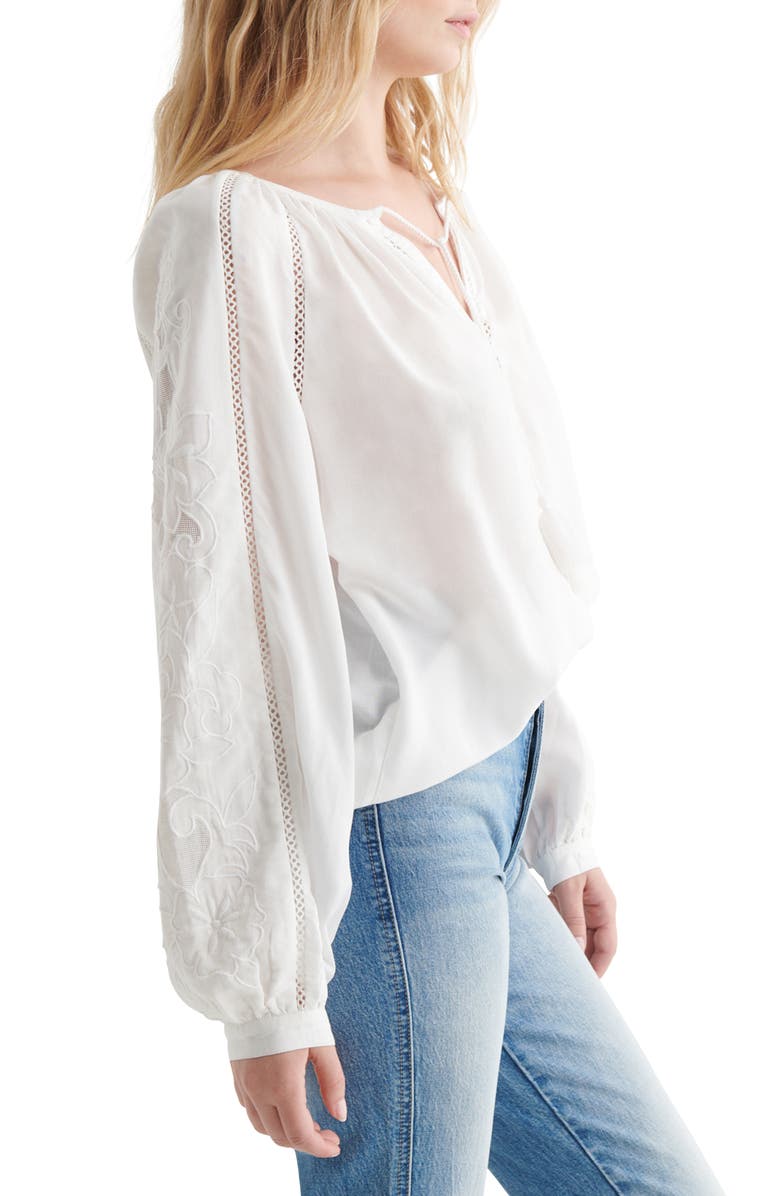 Lucky Brand Cutwork Peasant Blouse, Alternate, color, 