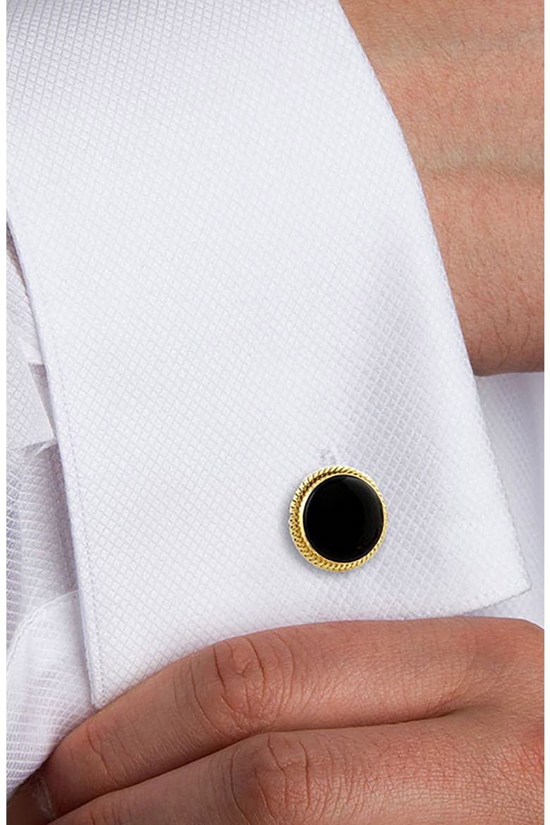 Men's Onyx Cuff Link & Stud Set, Alternate, color, GOLD
