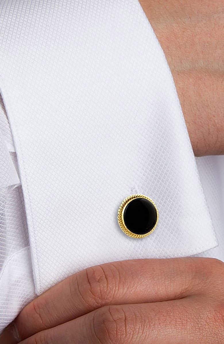 David Donahue Men's Onyx Cuff Link & Stud Set, Alternate, color, Gold