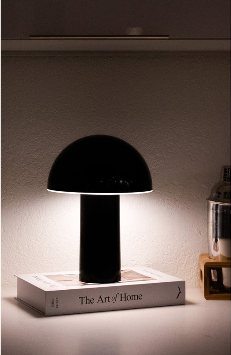 Brightech Celia 10" Portable Touch-Controlled Outdoor Patio Mushroom Table Lamp, Alternate, color, Black