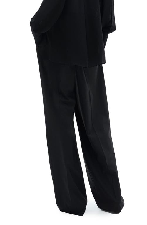 Mango Pleat Front Straight Leg Pants In Charcoal