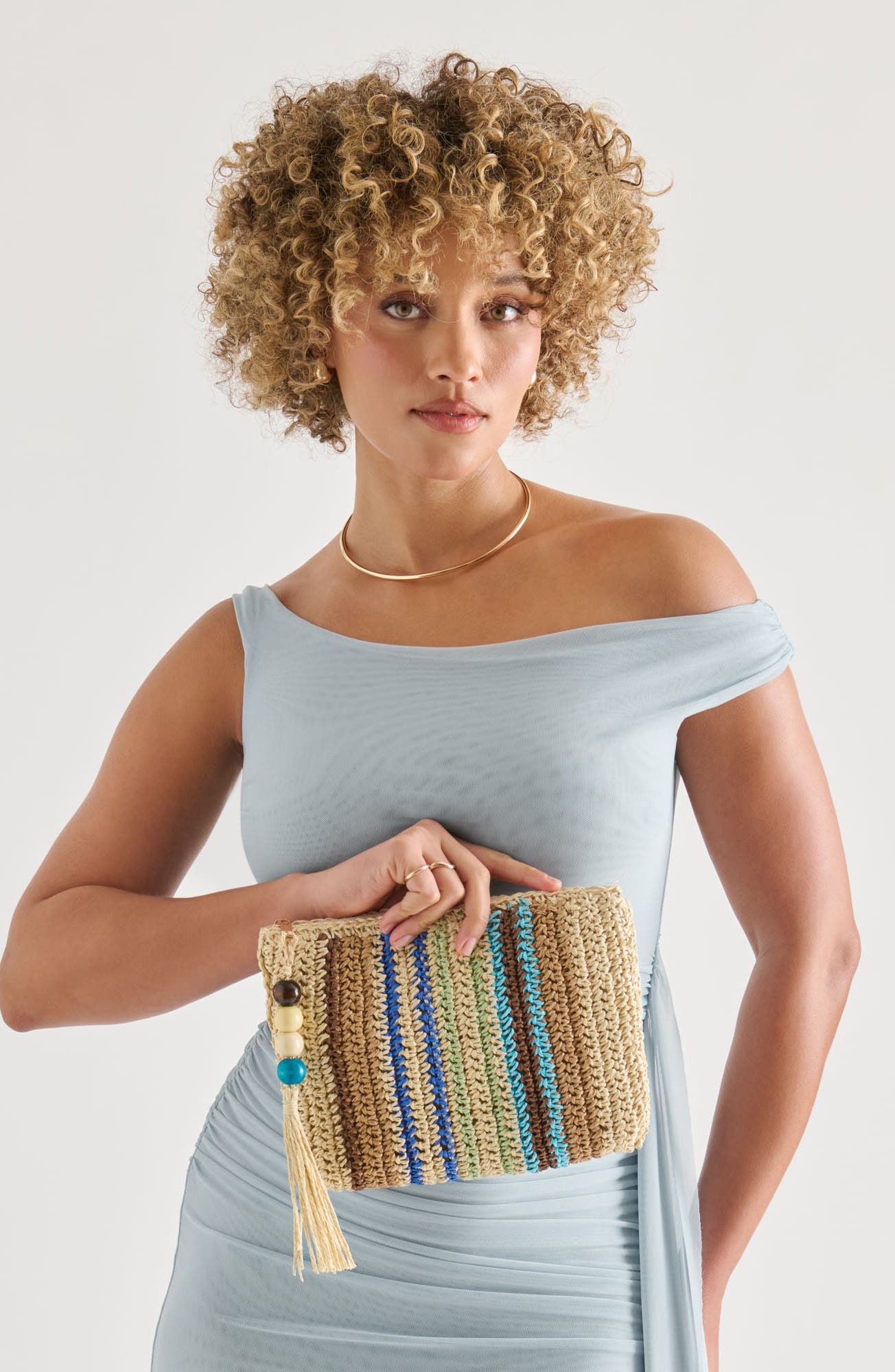 Dolce Vita Astra Raffia Clutch, Alternate, color, Blue Multi
