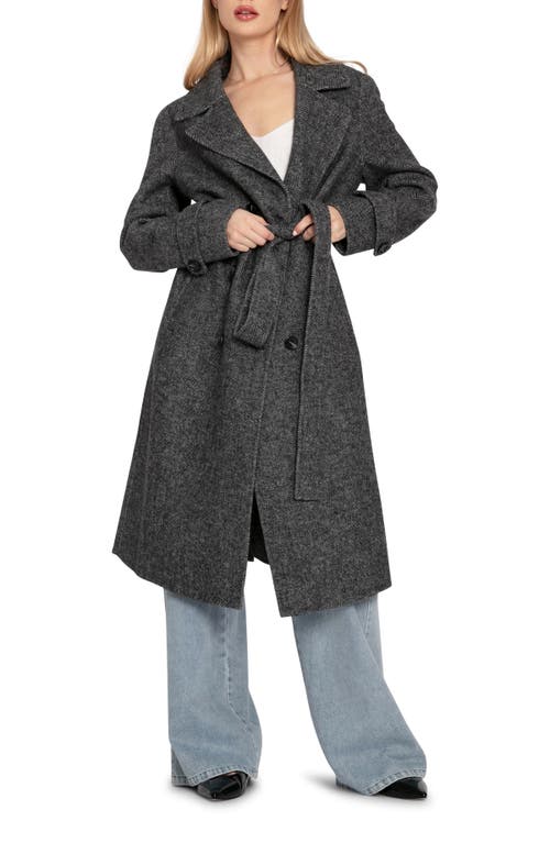 Belle & Bloom Front Runner Belted Coat In Charcoal