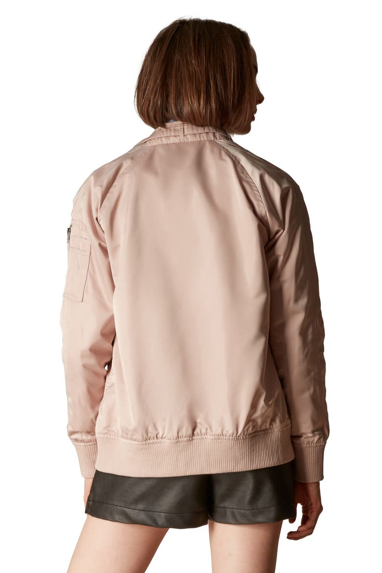 Women's Satin Bomber Jacket, Alternate, color, BRUSH