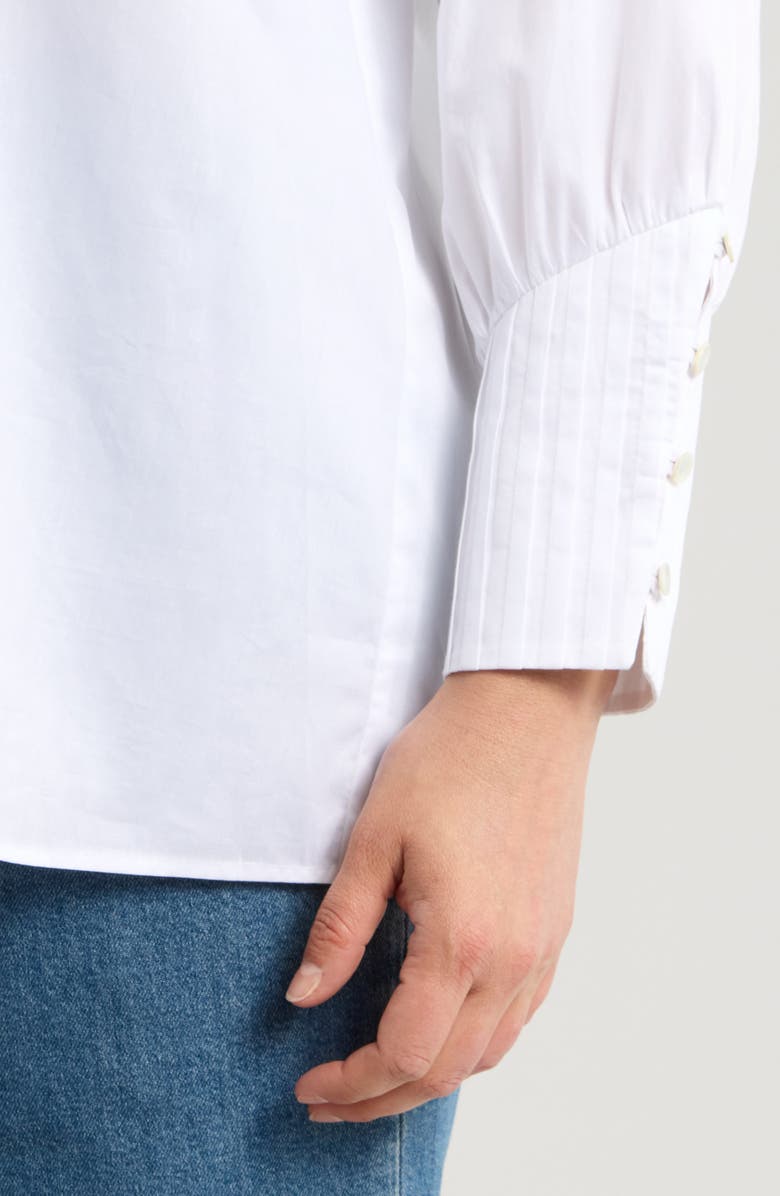 HARSHMAN Cerys Split Neck Pleated Cuff Cotton Top, Alternate, color, 