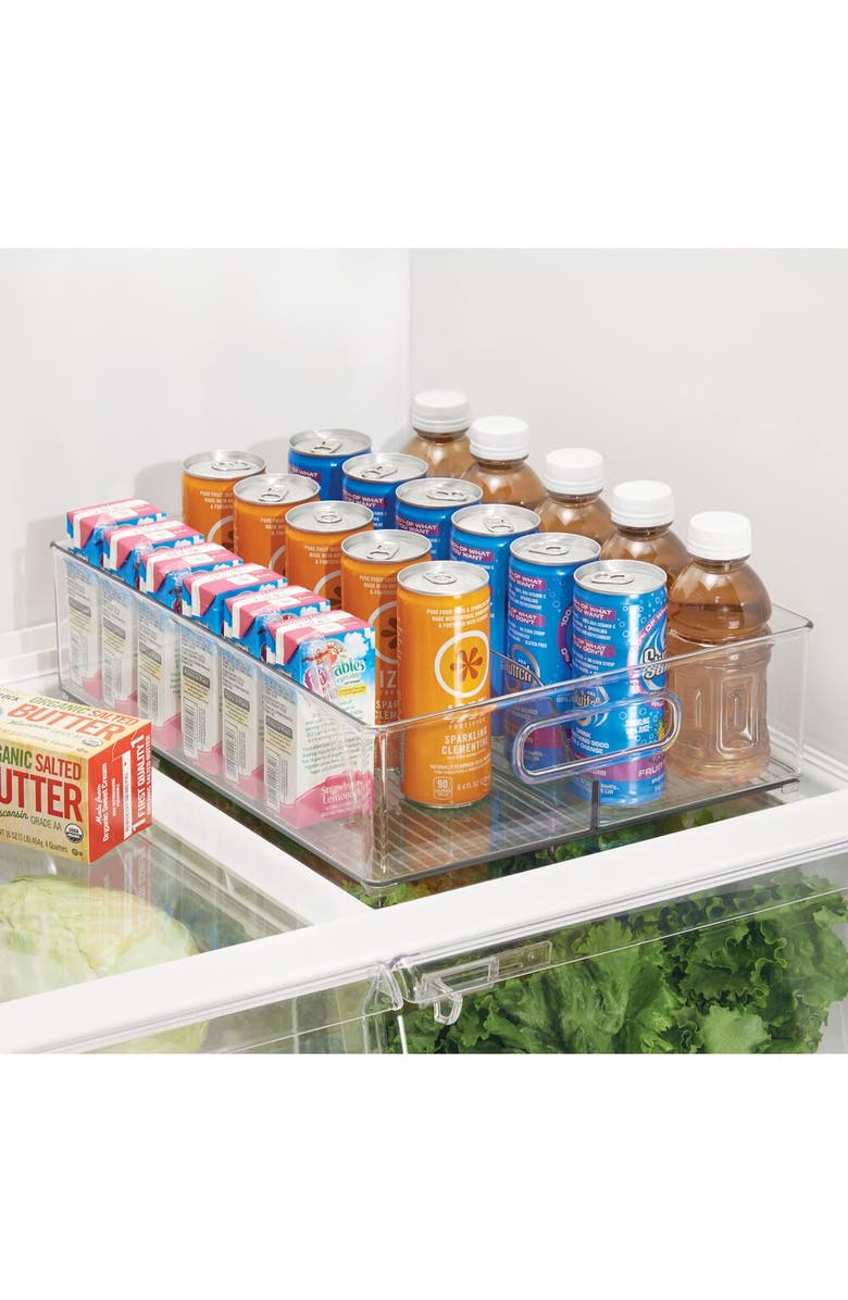 mDesign Divided Pantry Bin with Handles for Pantry, Refrigerator, or Freezer - Set of 6 - Clear, Alternate, color, Clear