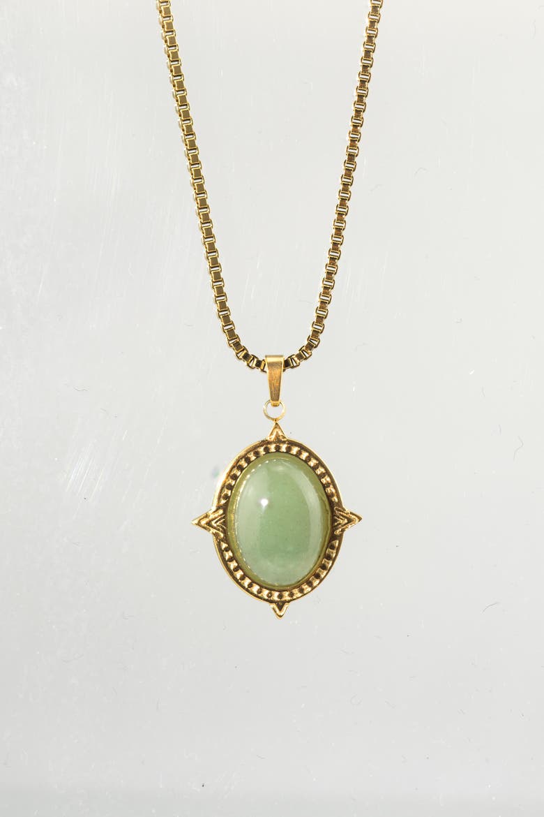 Oval Jade Necklace, Main, color, Gold With Green Jade