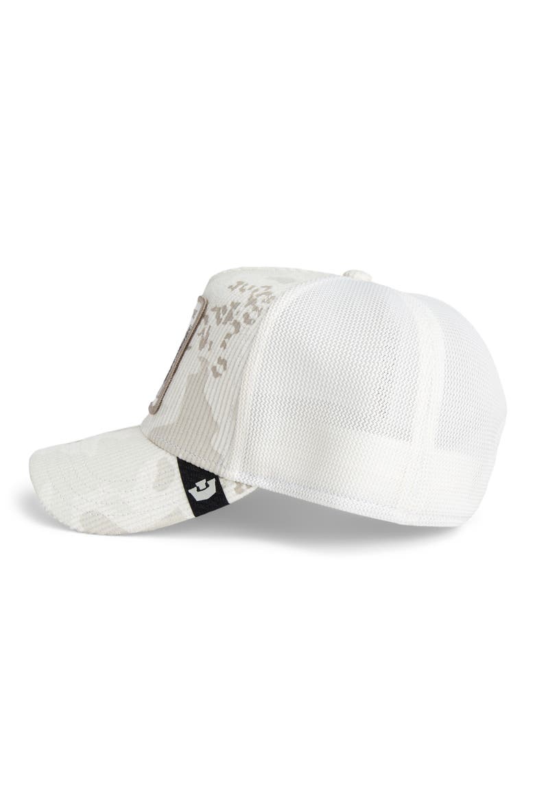 Bestie Camo Embroidered Patch Trucker Hat, Alternate, color, DUST