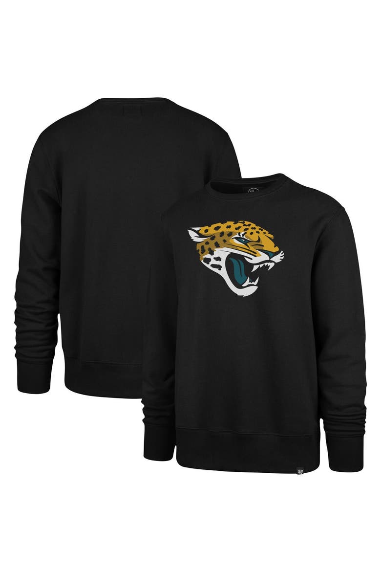 Men's '47 Black Jacksonville Jaguars Imprint Headline Logo Pullover Sweatshirt, Main, color, Black