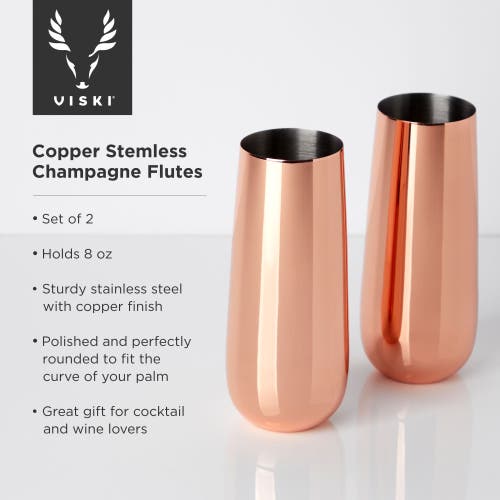Viski Summit Stemless Copper Champagne Flutes In Copper
