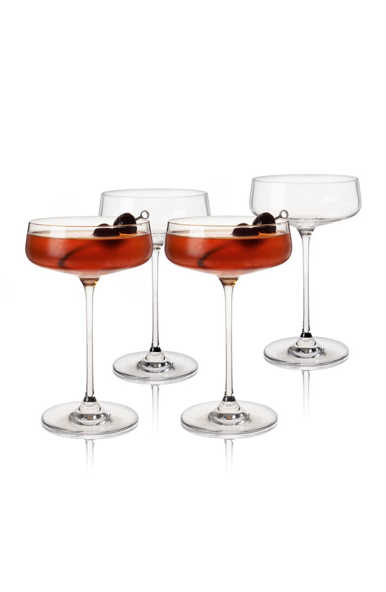 Viski Reserve Julien Crystal Coupes Set of 4, Alternate, color, Clear