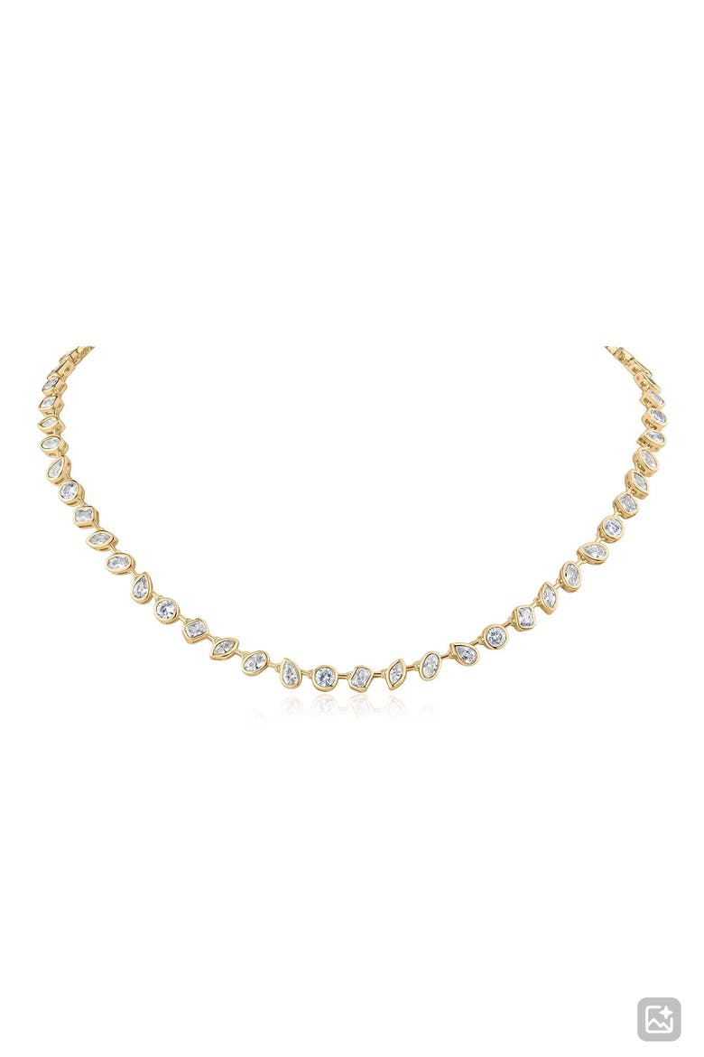 Mixed Cut Cubic Zirconia Tennis Necklace, Main, color, GOLD PLATED