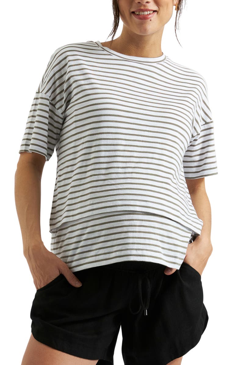 Ripe Maternity Claudette Nursing Tee, Main, color, White / Olive