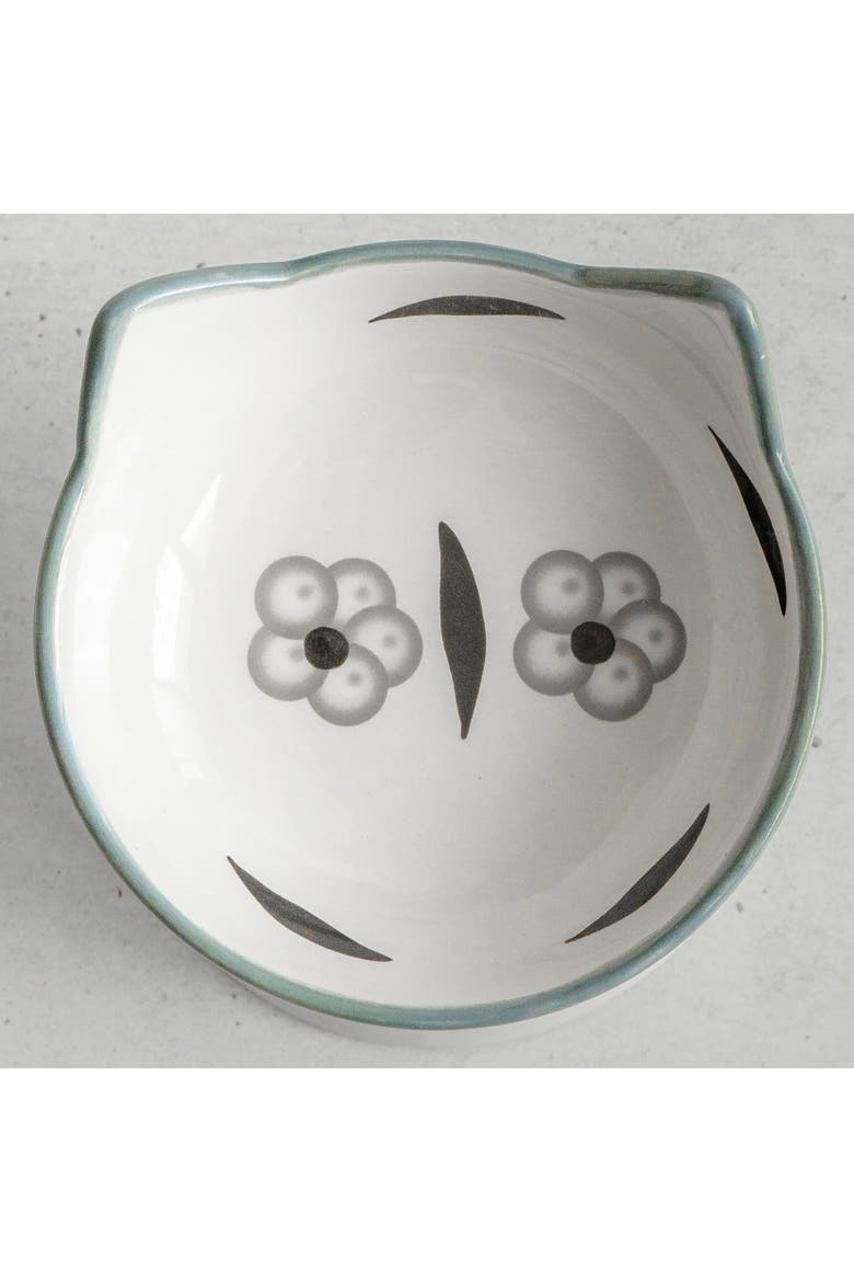 Elevated Ceramic Cat Bowl, Floral White & Black, 7oz, Pet Feeding Dish, Alternate, color, Multicolored