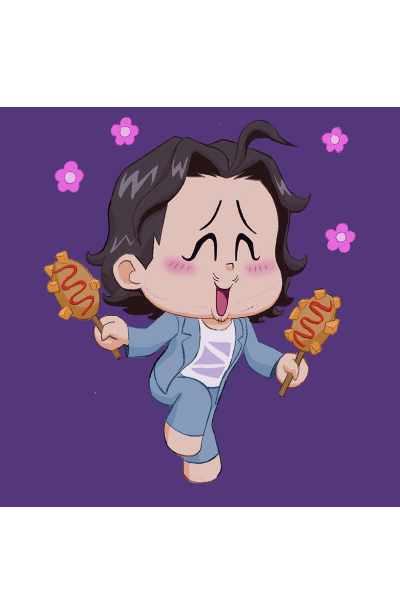 KPop Demon Hunters Men's KPop Demon Hunters Bobby Corn Dog Graphic T-Shirt, Alternate, color, Purple