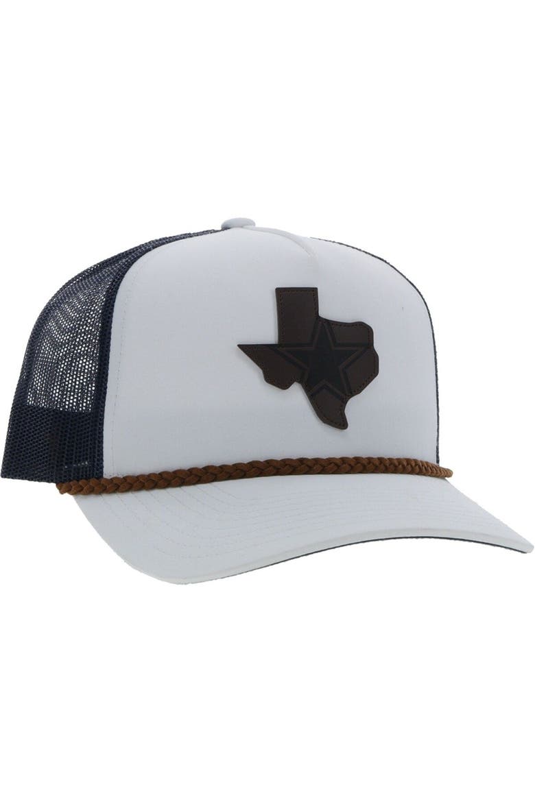 Men's HOOey White/Navy Dallas Cowboys State Patch Trucker Snapback Hat, Alternate, color, White